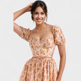 Valentina - Colorful Dress in Coral Color