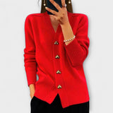 Mari – Damski sweter z dekoltem w serek w stylu vintage