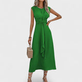 Andrea - Elegant sleeveless maxi dress with a round neckline