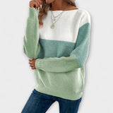 Klara - Elegancki wielokolorowy sweter z patchworkiem