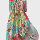 Kolorowa, wielokolorowa sukienka w stylu patchwork