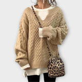 Lili - Przewymiarowy dzianinowy sweter z wzorem plecionki