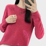 Damski pleciony sweter z wzorem motyla