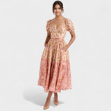 Valentina - Colorful Dress in Coral Color