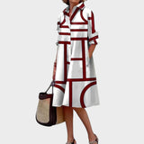 Dragana - Women's dress with geometric print