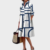 Dragana - Women's dress with geometric print