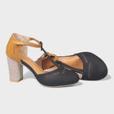 Czarny - Ortopedyczne buty na wysokim obcasie