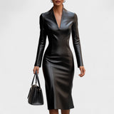 Lada - Tight Dress Made of Faux Leather
