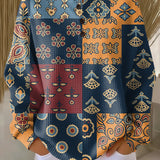 Krystyna | Golf z etnicznym wzorem w kratę i kwiatowe motywy