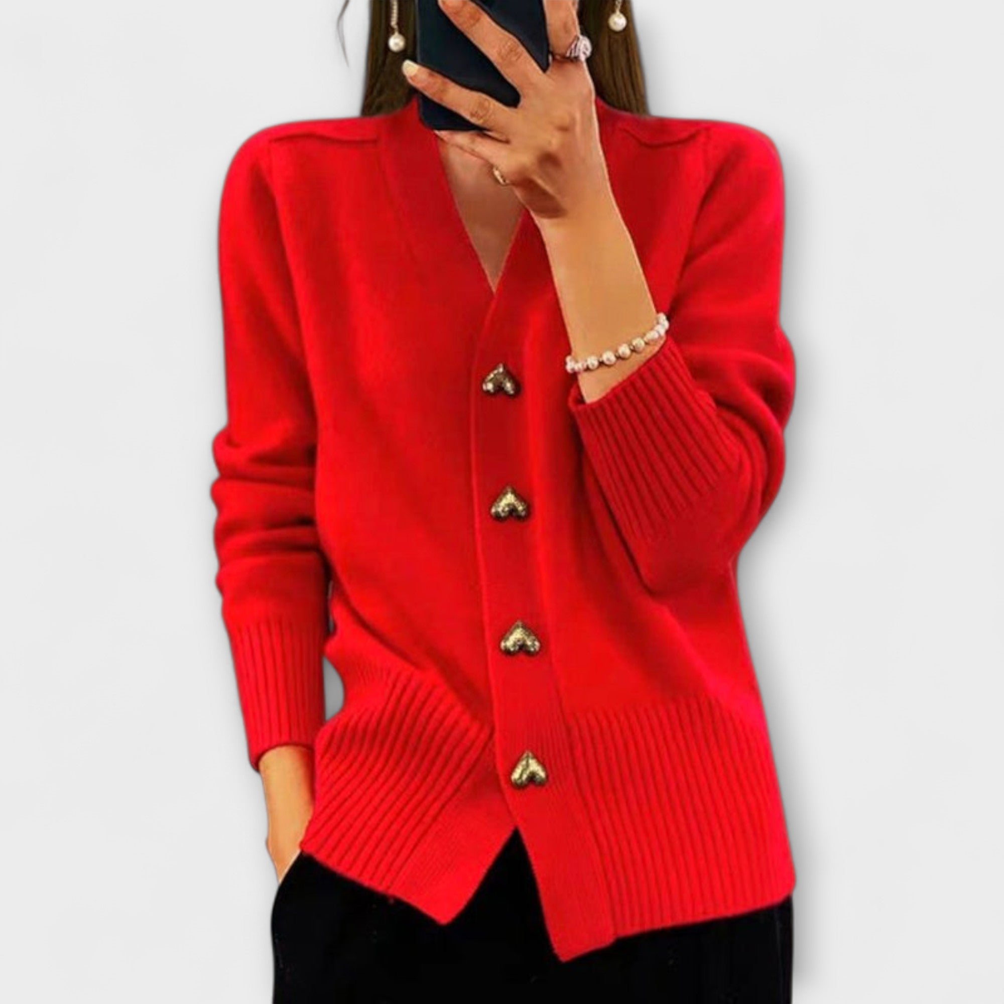 Mari – Damski sweter z dekoltem w serek w stylu vintage