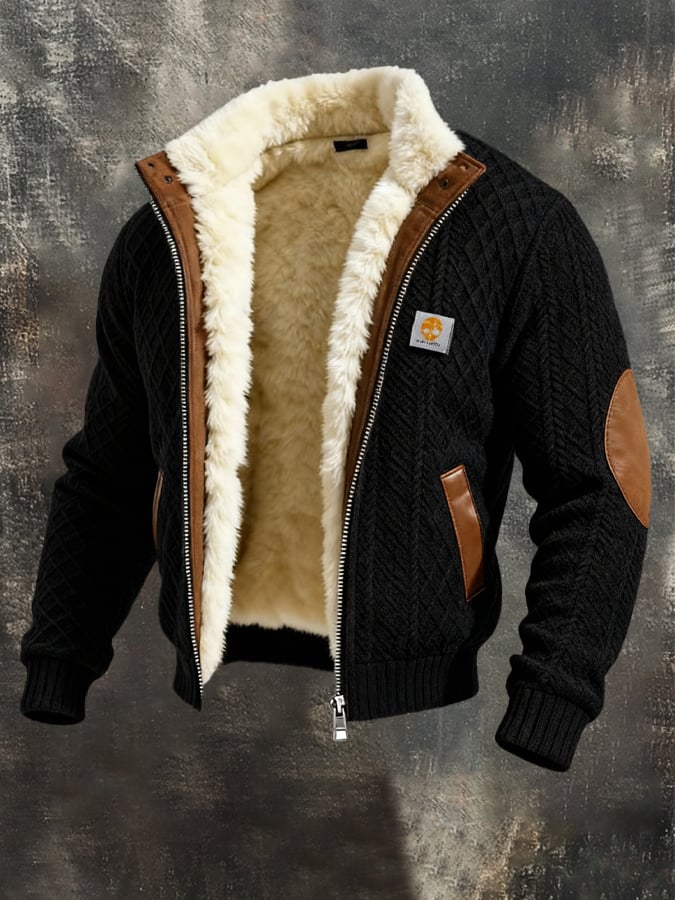 Boryslaw - Retro teksturowane dzianinowe kurtka