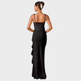 Krista - Elegancka sukienka koronkowa z falbanami