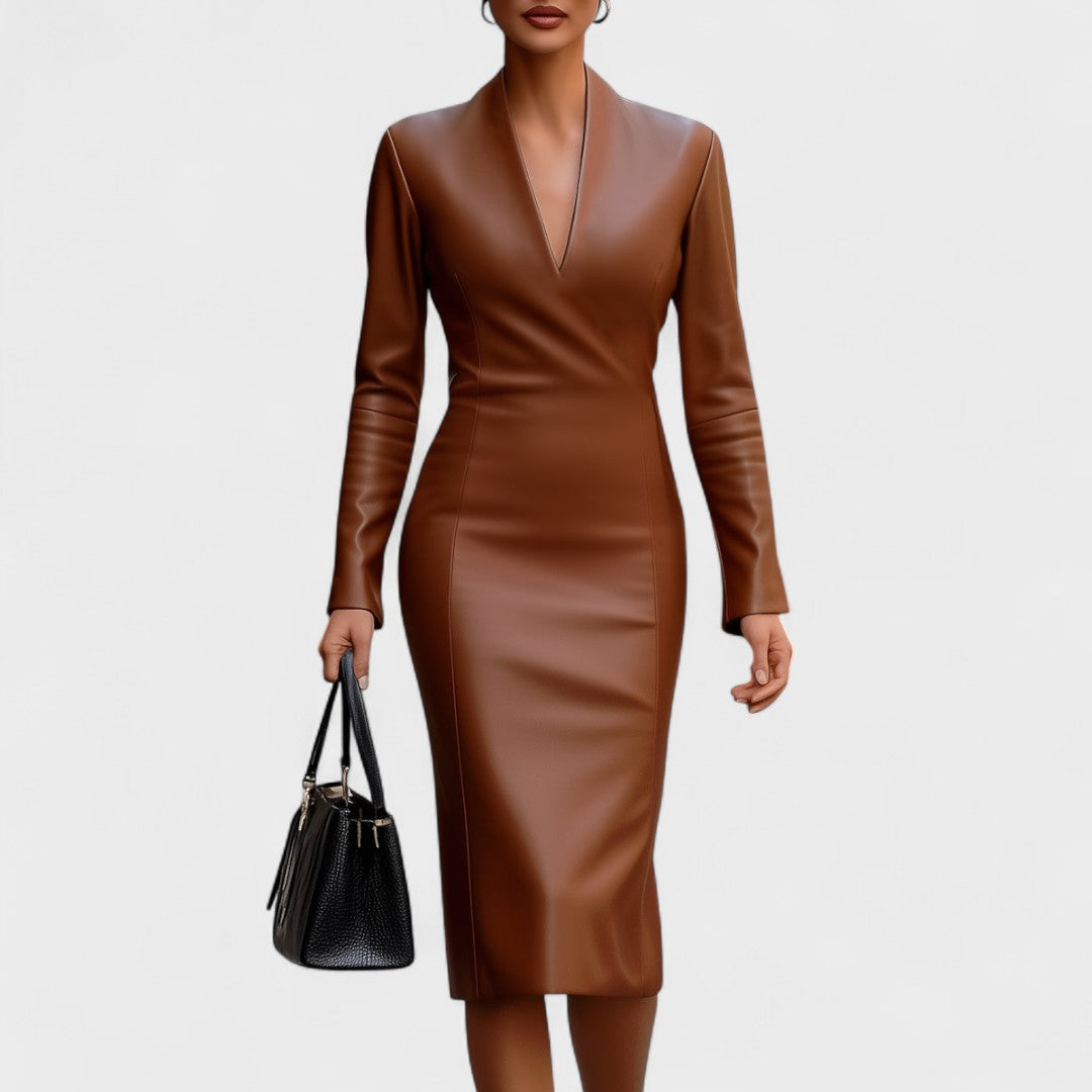 Lada - Tight Dress Made of Faux Leather