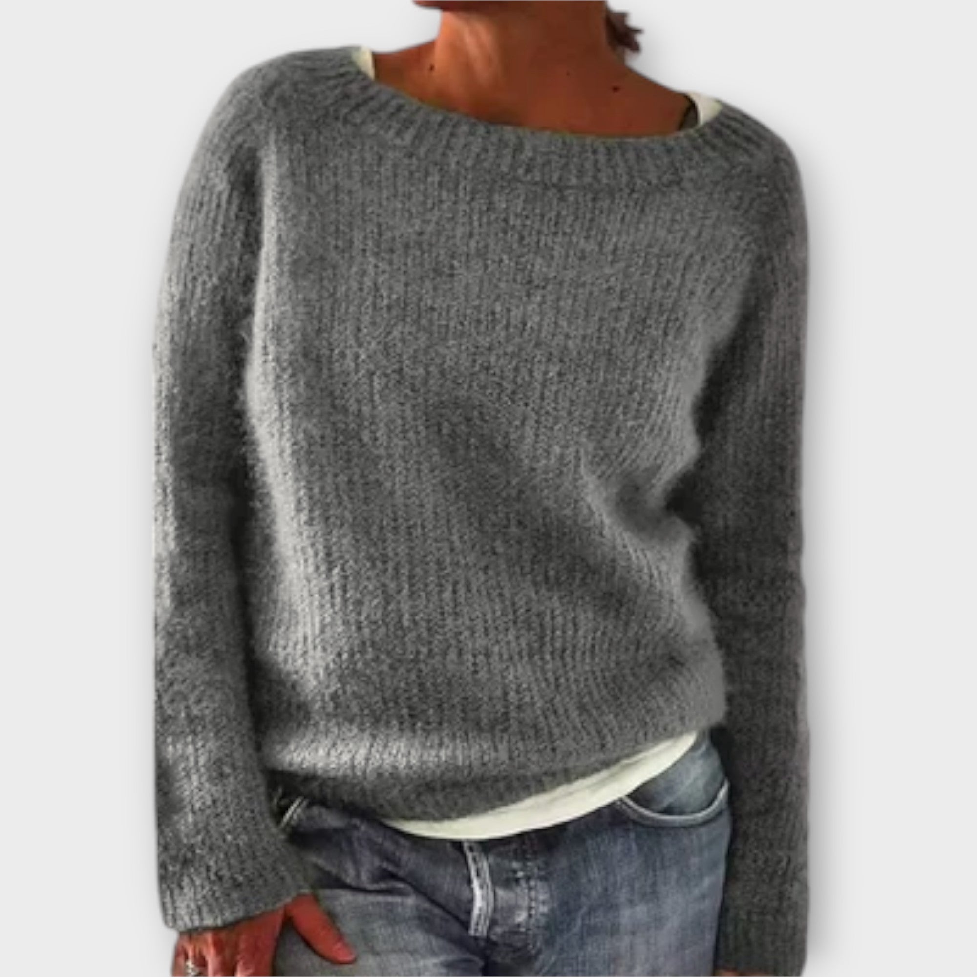 Regine – jednokolorowy dzianinowy sweter