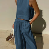 Morilka - Elegancki letni komplet z topem i spodniami