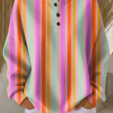 Krystyna | Długi sweter z kolorowymi paskami