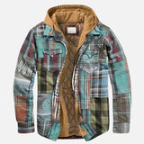 Szymon™ – Stylowa Kurtka Patchworkowa w Kratę, Pełna Charakteru