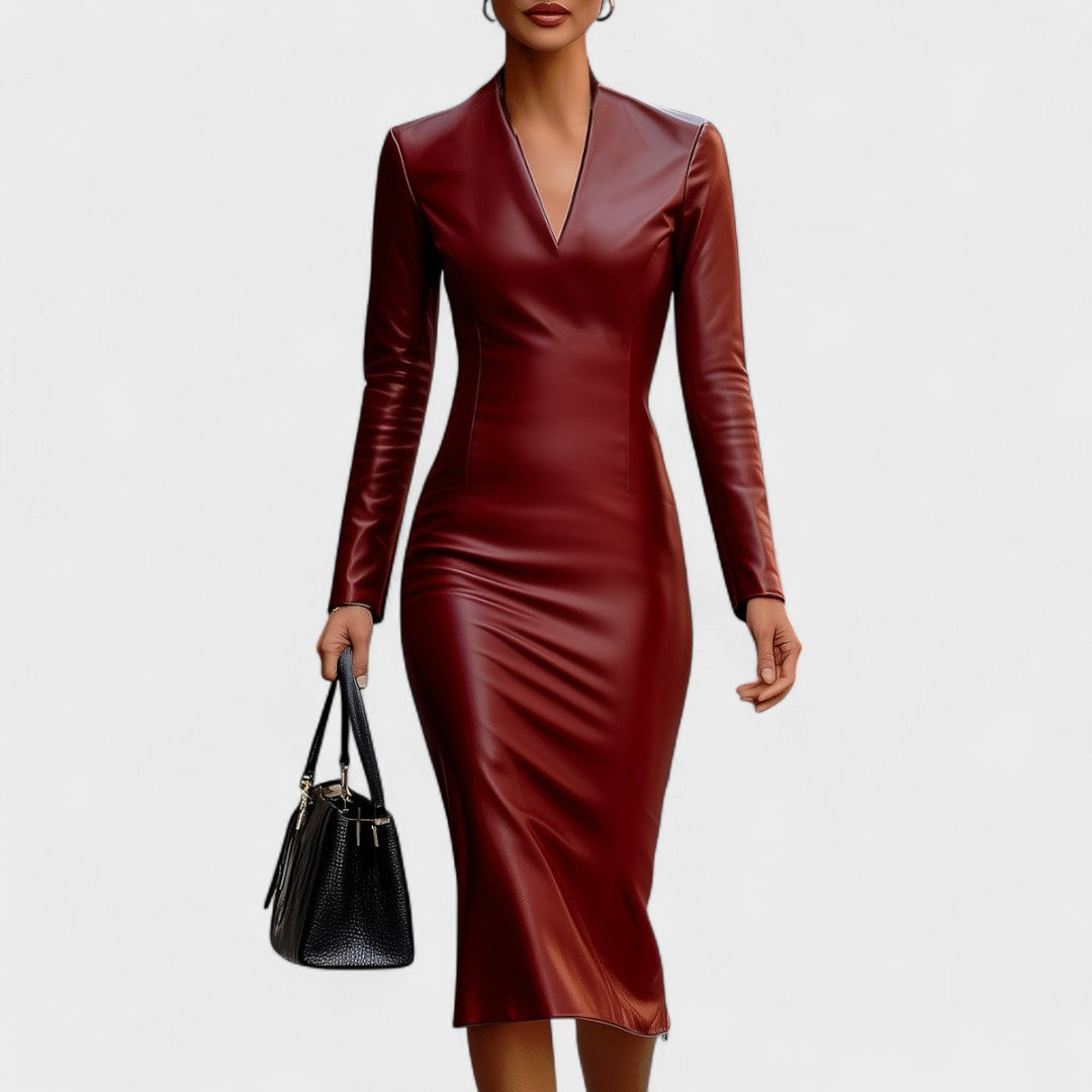 Lada - Tight Dress Made of Faux Leather