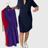 Katherine | Jednokolorowa Sukienka z Dekoltem w Serek