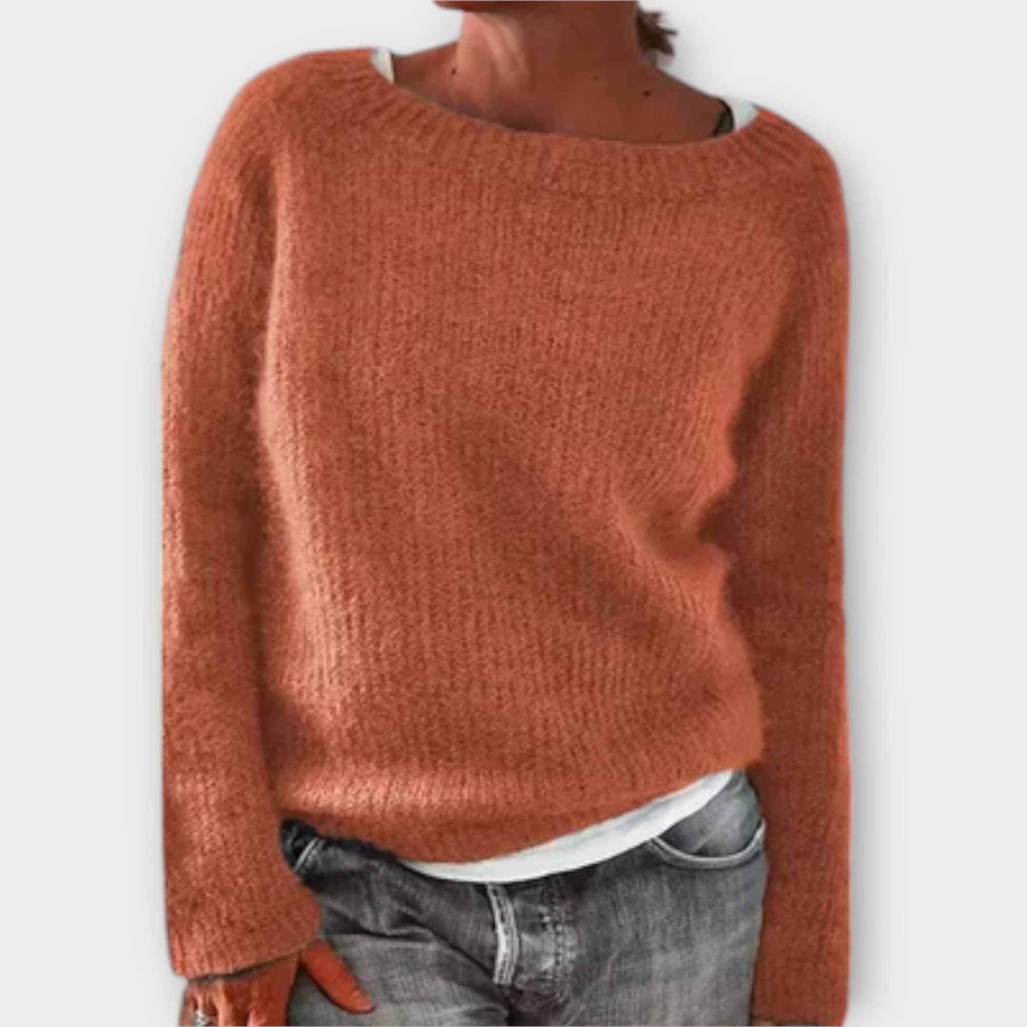 Regine – jednokolorowy dzianinowy sweter