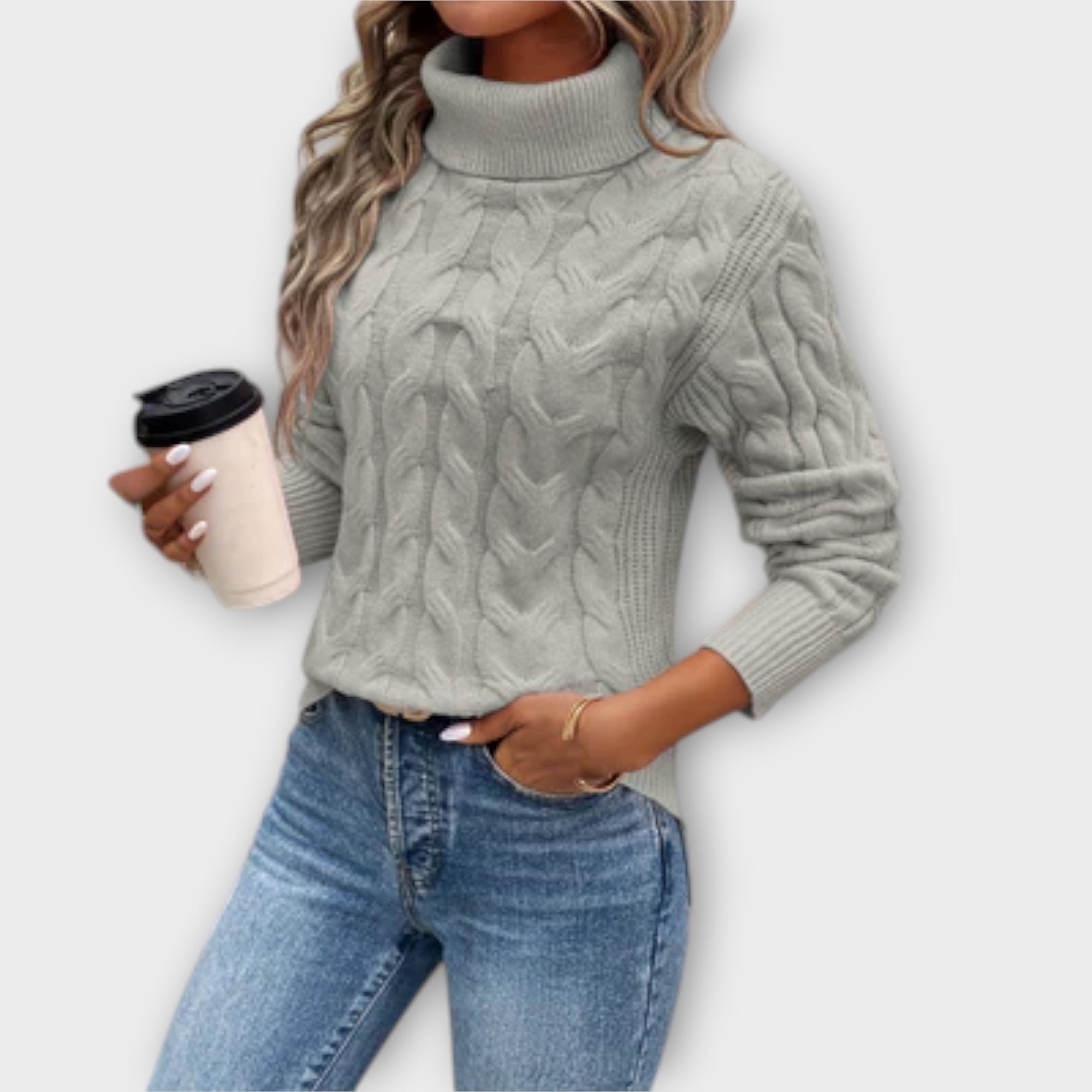 Amelia – Elegancki sweter z dzianiny typu roll-over