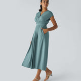 Jaromil – Elegancka sukienka kopertowa z wysokim stanem