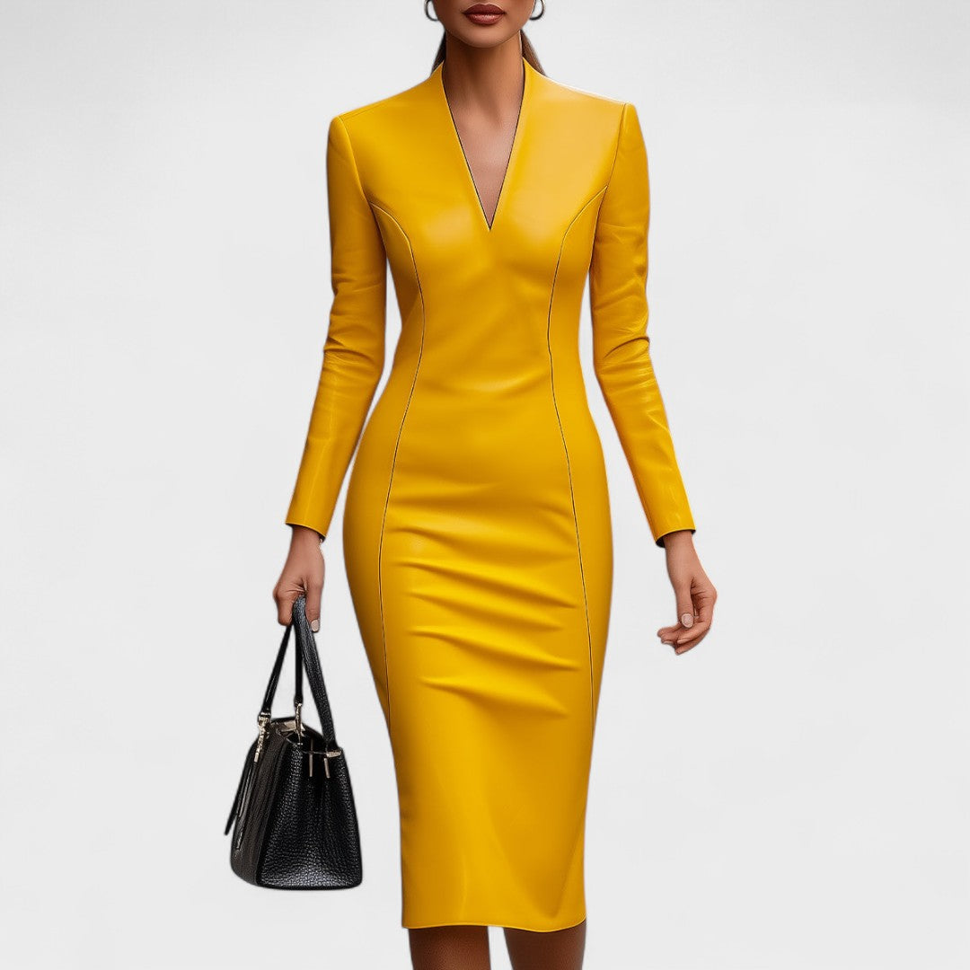 Lada - Tight Dress Made of Faux Leather