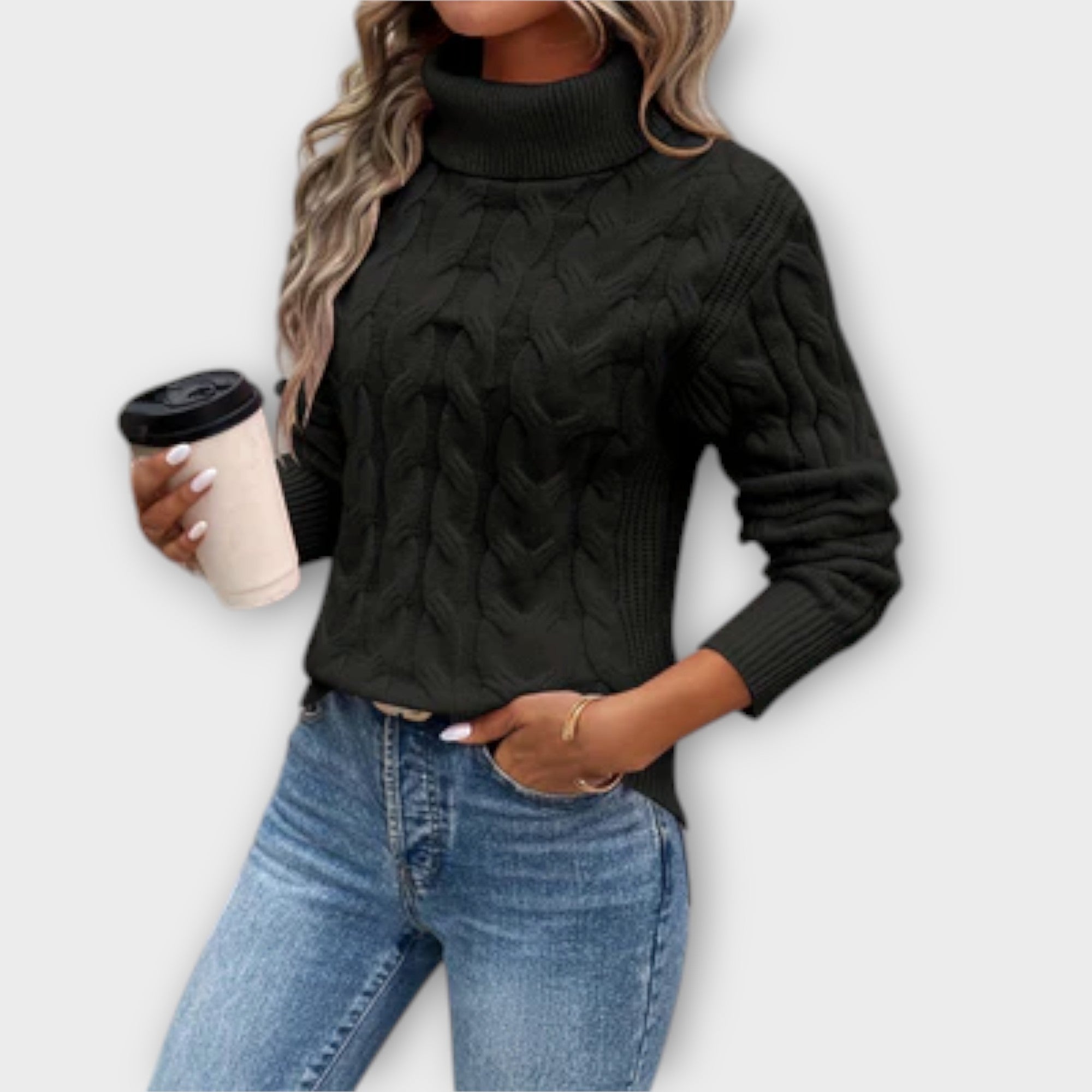 Amelia – Elegancki sweter z dzianiny typu roll-over