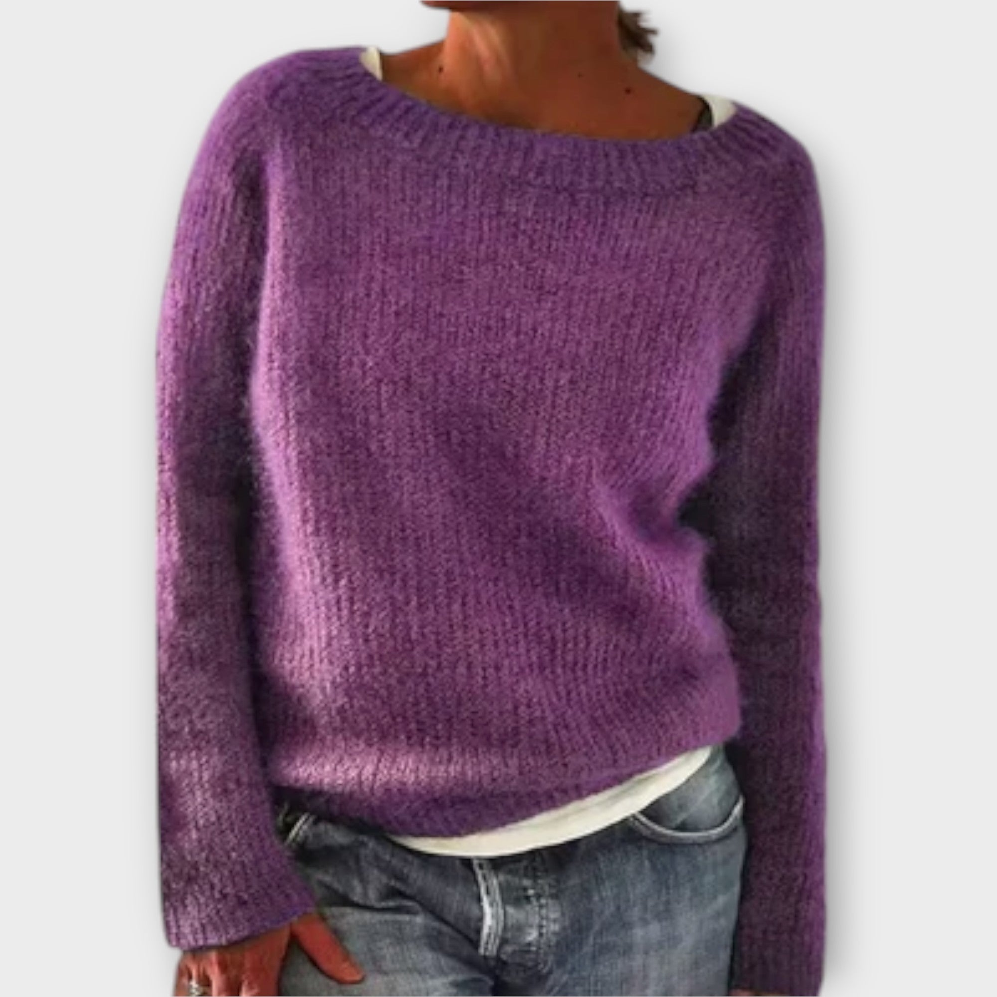 Regine – jednokolorowy dzianinowy sweter