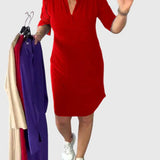 Katherine | Jednokolorowa Sukienka z Dekoltem w Serek