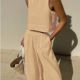 Morilka - Elegancki letni komplet z topem i spodniami