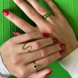 Amaryelle | Zielona Cyrkonia Pierścionek 18K Złoto