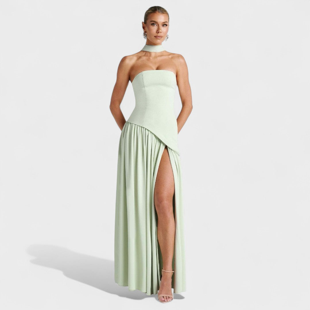 Hana - Długa sukienka o eleganckim wzorze