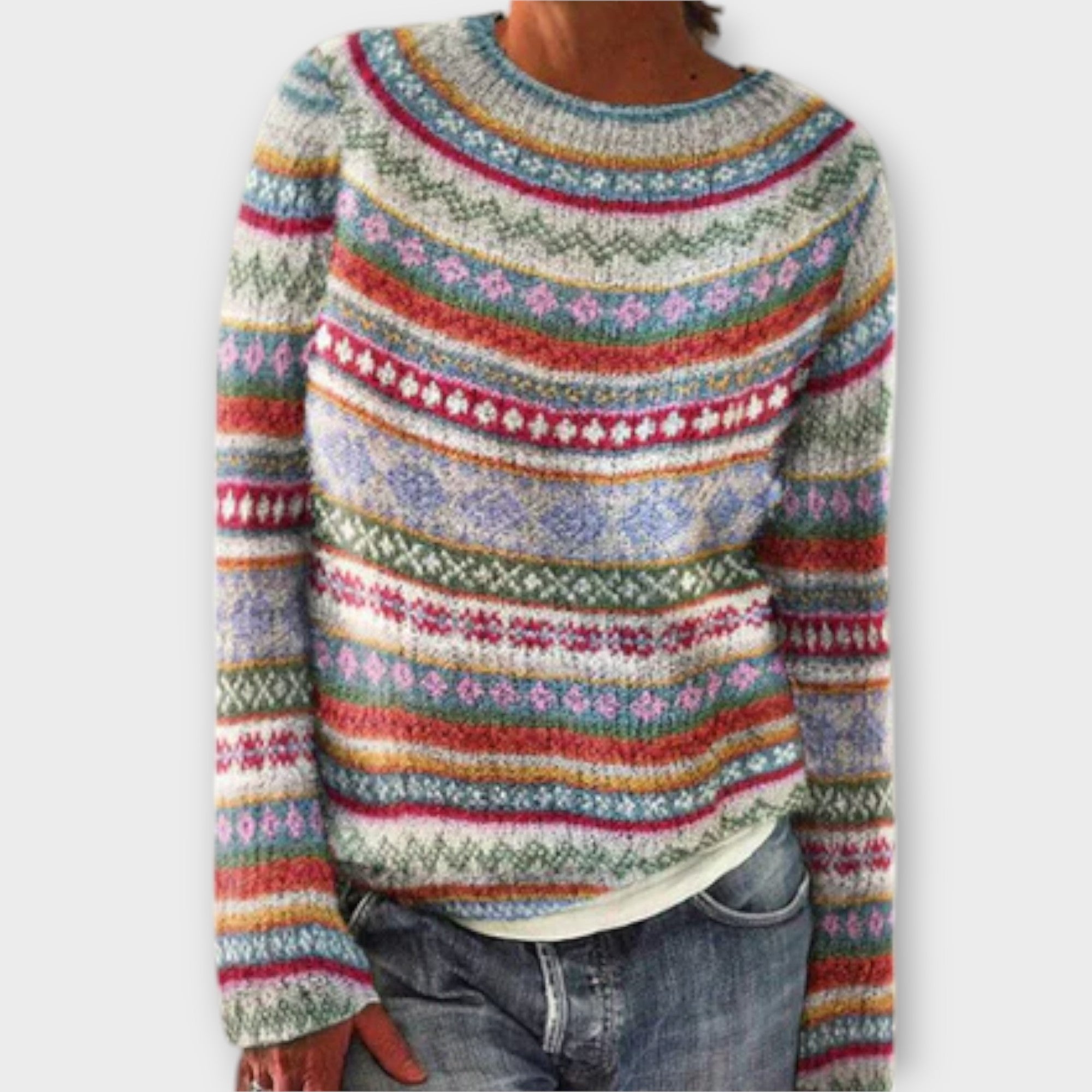 Suzuu - Vintageowy dziergany sweter damski