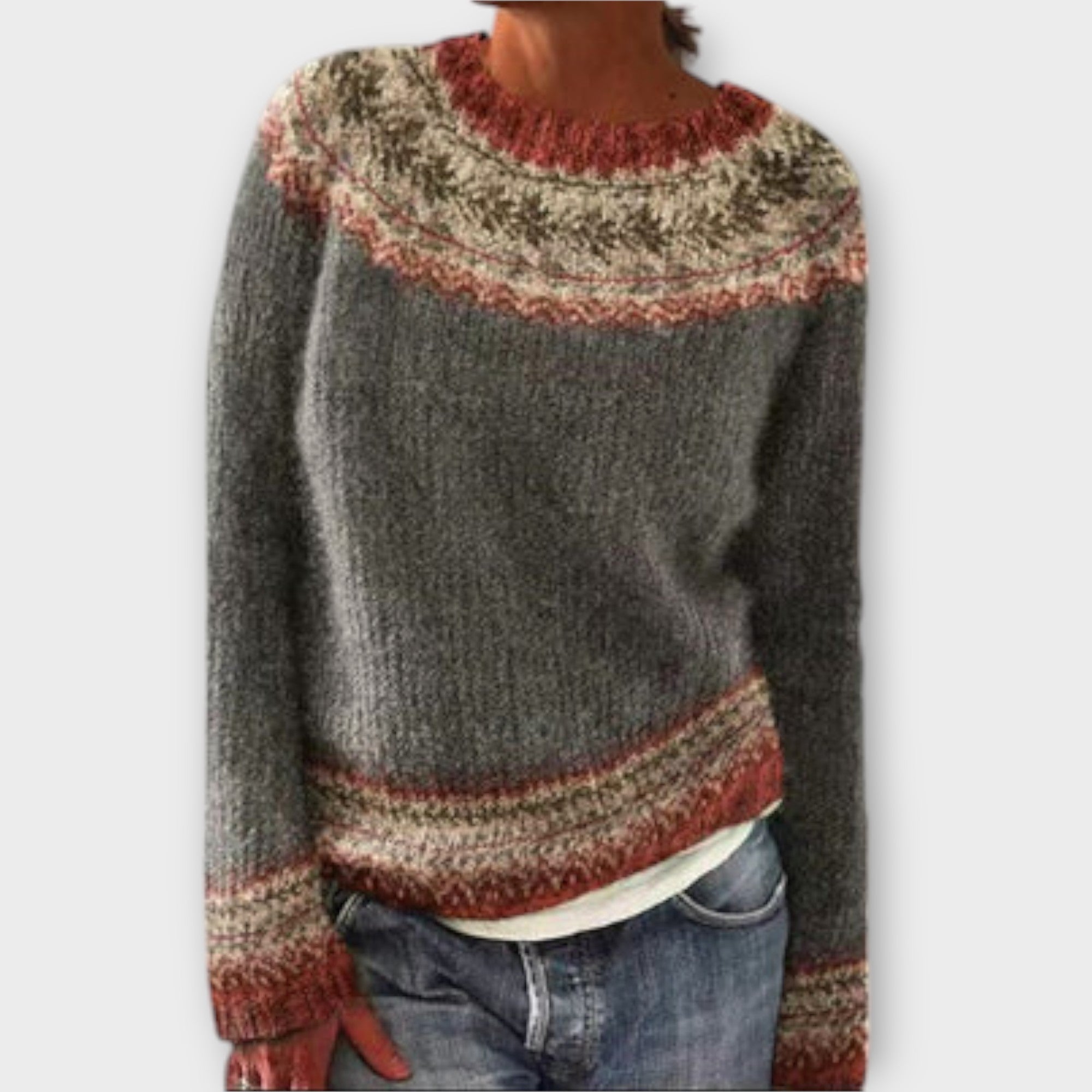 Suzuu - Vintageowy dziergany sweter damski