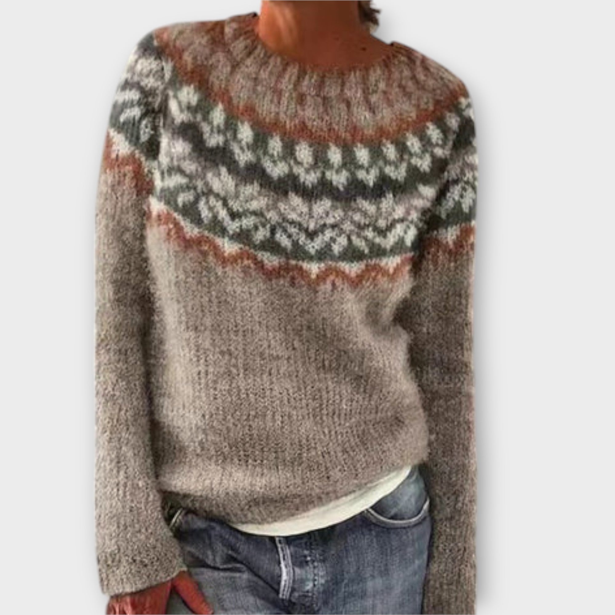 Suzuu - Vintageowy dziergany sweter damski