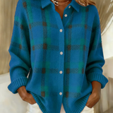 Krystyna – Sweter z dzianiny w kratę