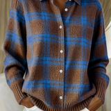 Krystyna – Bluzka dzianinowa z motywem w kratę