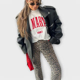 Rozalia - Vintage jeans with leopard print