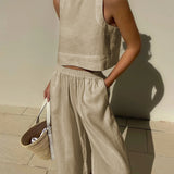 Morilka - Elegancki letni komplet z topem i spodniami