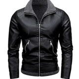 Łukasz™ | Elegancka Skórzana Kurtka z Futerkiem Polarowym