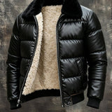 Borisław - miękki skórzany płaszcz z kożuszem