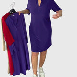 Katherine | Jednokolorowa Sukienka z Dekoltem w Serek