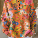 Frea | Sweter z kolorowym florystycznym wzorem