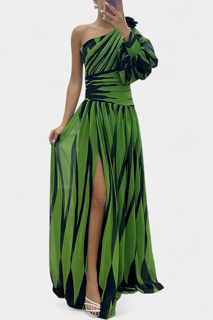 Elegancka sukienka maxi Valentyna z jednym ramieniem